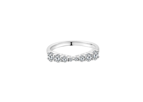 Little By Little Silver Stacking Ring featuring a sleek band and sparkling stones.