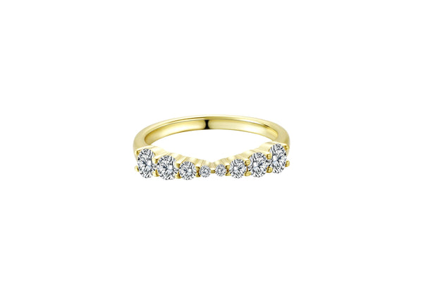 Little By Little Gold Stacking Ring featuring sparkling diamonds on a 14k gold plated band.