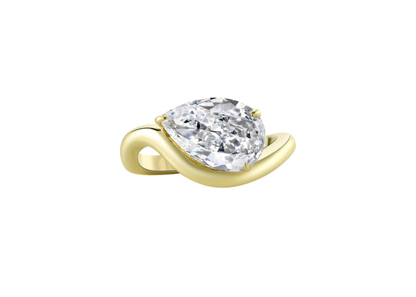 Too Cool To Care Pear Wavy Band Pinky Ring featuring a pear-shaped stone and 14k gold plated sterling silver band.