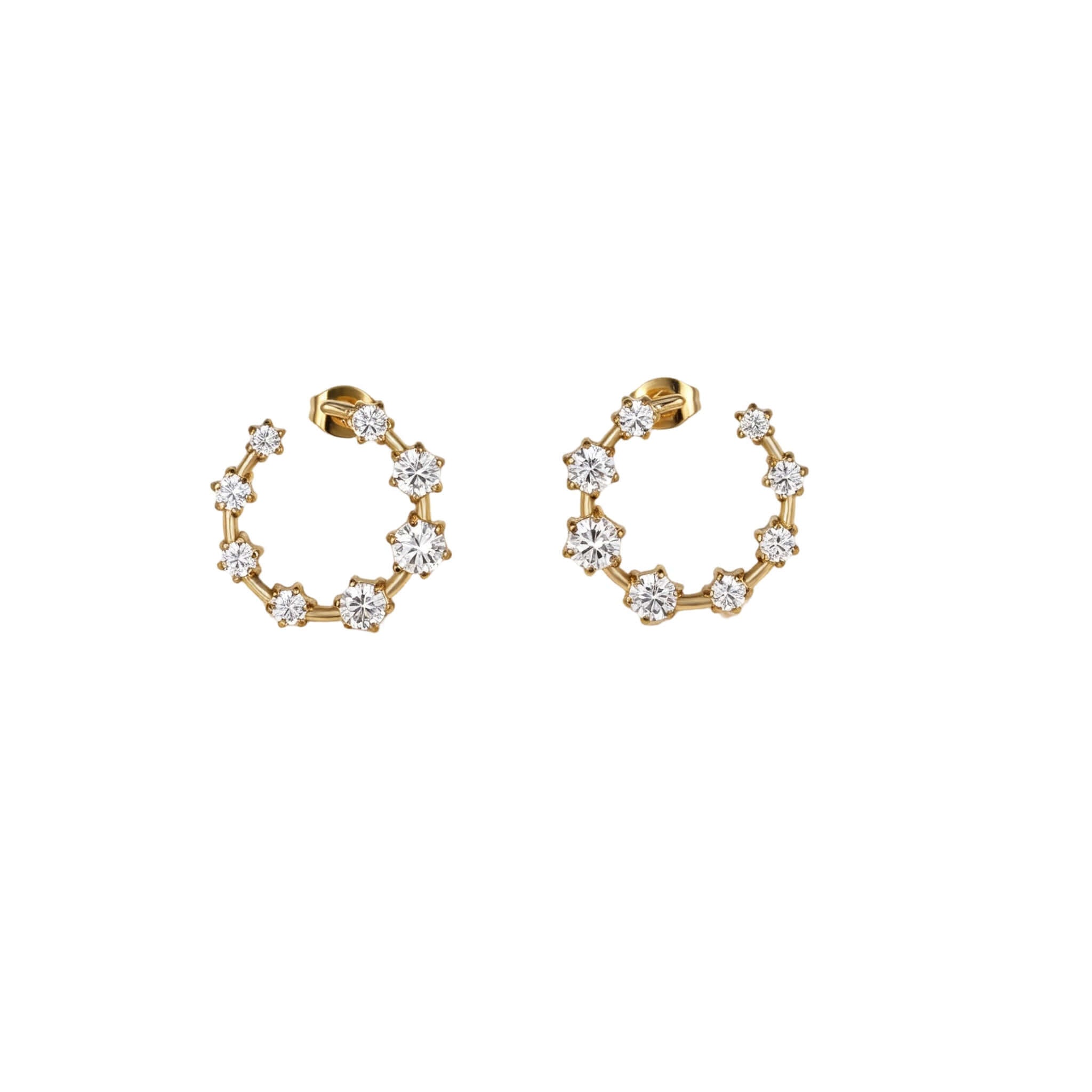 Best Case Scenario Earrings featuring a graduated line of cubic zirconia stones in a modern hoop design.