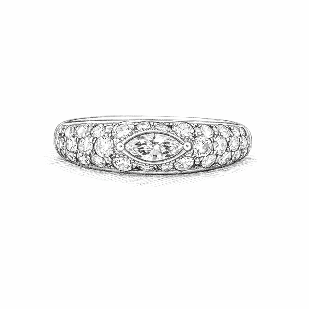 Don’t Make Me Choose Marquise + Round CZ Band Ring featuring marquise-cut and round cubic zirconia on a sterling silver base.