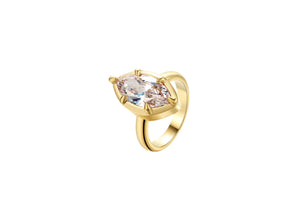 Take Me As I Am Gold Marquise Pinky Ring featuring a striking cubic zirconia on a gold band.