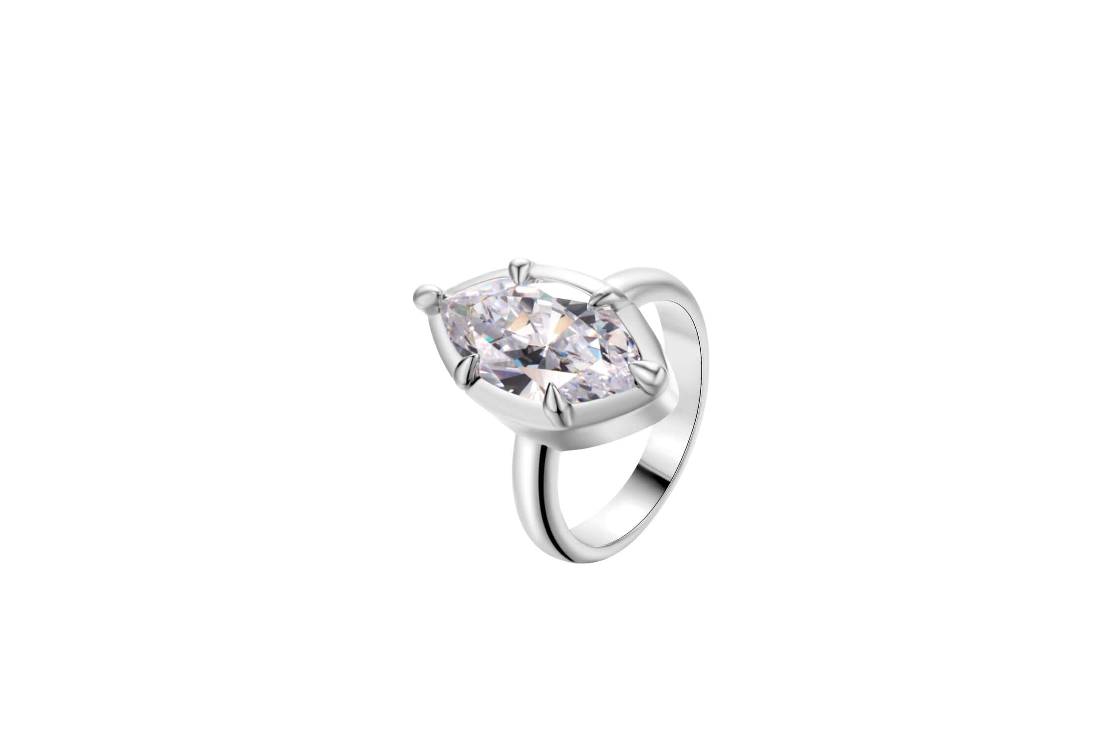Take Me As I Am Silver Marquise Pinky Ring showcasing a brilliant cubic zirconia in a sleek design.