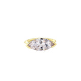 Extremely Beautiful Marquise Pinky Ring featuring a marquise-cut cubic zirconia and a sleek gold setting.