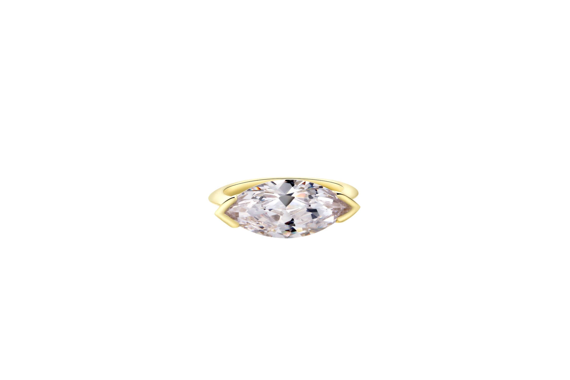 Extremely Beautiful Marquise Pinky Ring featuring a marquise-cut cubic zirconia and a sleek gold setting.