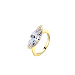 Extremely Beautiful Marquise Pinky Ring featuring a marquise-cut cubic zirconia in a gold finish.