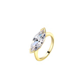Extremely Beautiful Marquise Pinky Ring featuring a marquise-cut cubic zirconia in a gold finish.