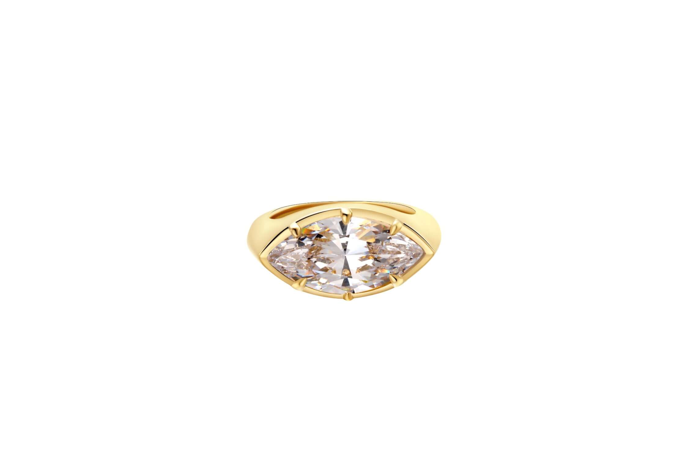 Cherry On Top Marquise Pinky Ring featuring a luxurious design with sparkling cubic zirconia and gold PVD finish.