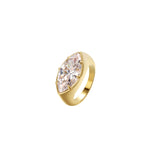 Cherry On Top Marquise Pinky Ring in gold with a brilliant cubic centerpiece, showcasing elegant design and durability.