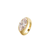 Cherry On Top Marquise Pinky Ring in gold with a brilliant cubic centerpiece, showcasing elegant design and durability.