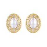 Be Your Own Sunshine Gold Earrings featuring a pearlescent center and sparkling pavé-set stones in a vintage design.
