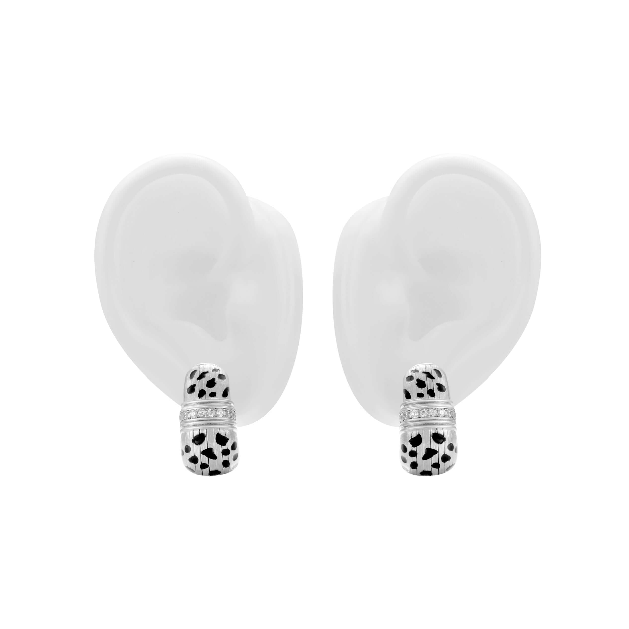 Just Do You Leopard Silver Earrings showcasing a vintage-inspired silhouette with pavé detailing and leopard print design.