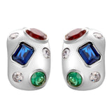 Apricity Colourful Gem Chunky Silver Earrings