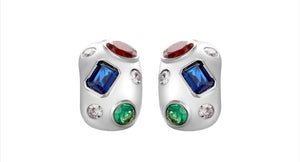 Apricity Colourful Gem Chunky Silver Earrings