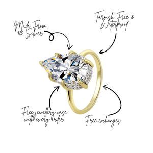 All Is Well Gold Solitaire Ring 925 Sterling Silver 14K Gold Plated