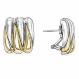 Wild Thing Two-Tone Zig-Zag Earrings featuring a ribbed silhouette in gold and silver.
