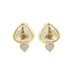 Dream Big Earrings featuring gold-plated design and diamond effect stone for elegant styling.