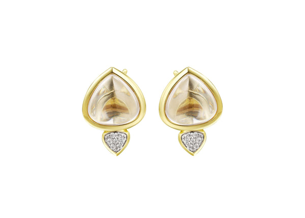 Dream Big Earrings featuring gold-plated design and diamond effect stone for elegant styling.