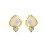 Dream Big Earrings Pearl featuring luminous pearly stones with pavé detailing in 14k gold plating.