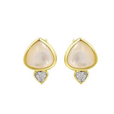 Dream Big Earrings Pearl featuring luminous pearly stones with pavé detailing in 14k gold plating.