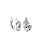 So Easy Silver Tilted Pear Hoop Earrings featuring pear-shaped cubic zirconia stones in sterling silver.