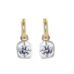 Drip Two-Tone Drop Hoop Earrings With Brilliant Cut Stones featuring sparkling CZ stones.