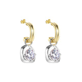 Drip Two-Tone Drop Hoop Earrings With Brilliant Cut Stones featuring sparkling CZ stones.