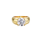 Major Cheat Code Gold Pinky Ring featuring a cubic zirconia stone and a sleek brass band with gold plating.