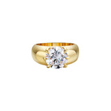 Major Cheat Code Gold Pinky Ring featuring a cubic zirconia stone and a sleek brass band with gold plating.