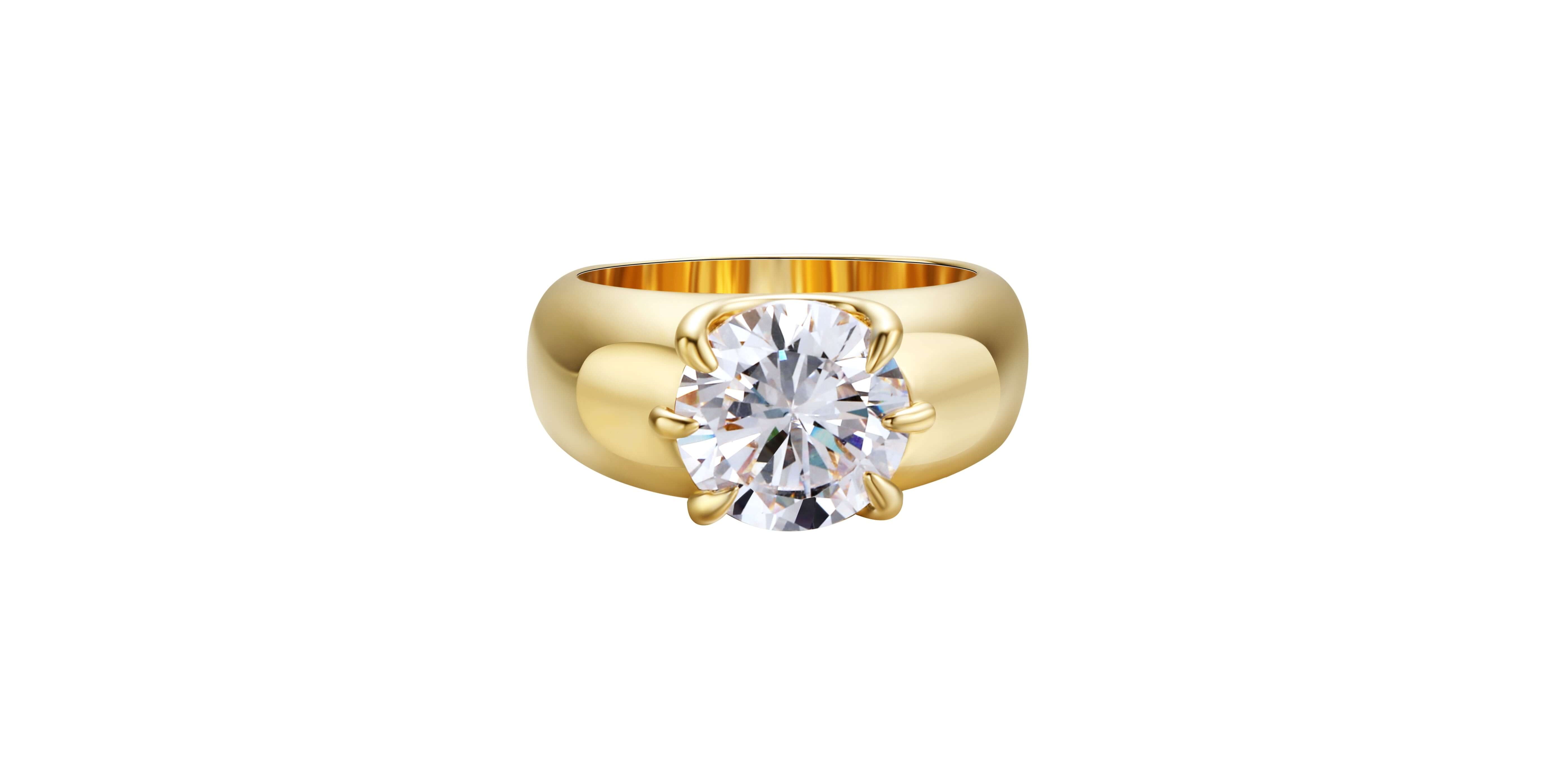 Major Cheat Code Gold Pinky Ring featuring a cubic zirconia stone and a sleek brass band with gold plating.