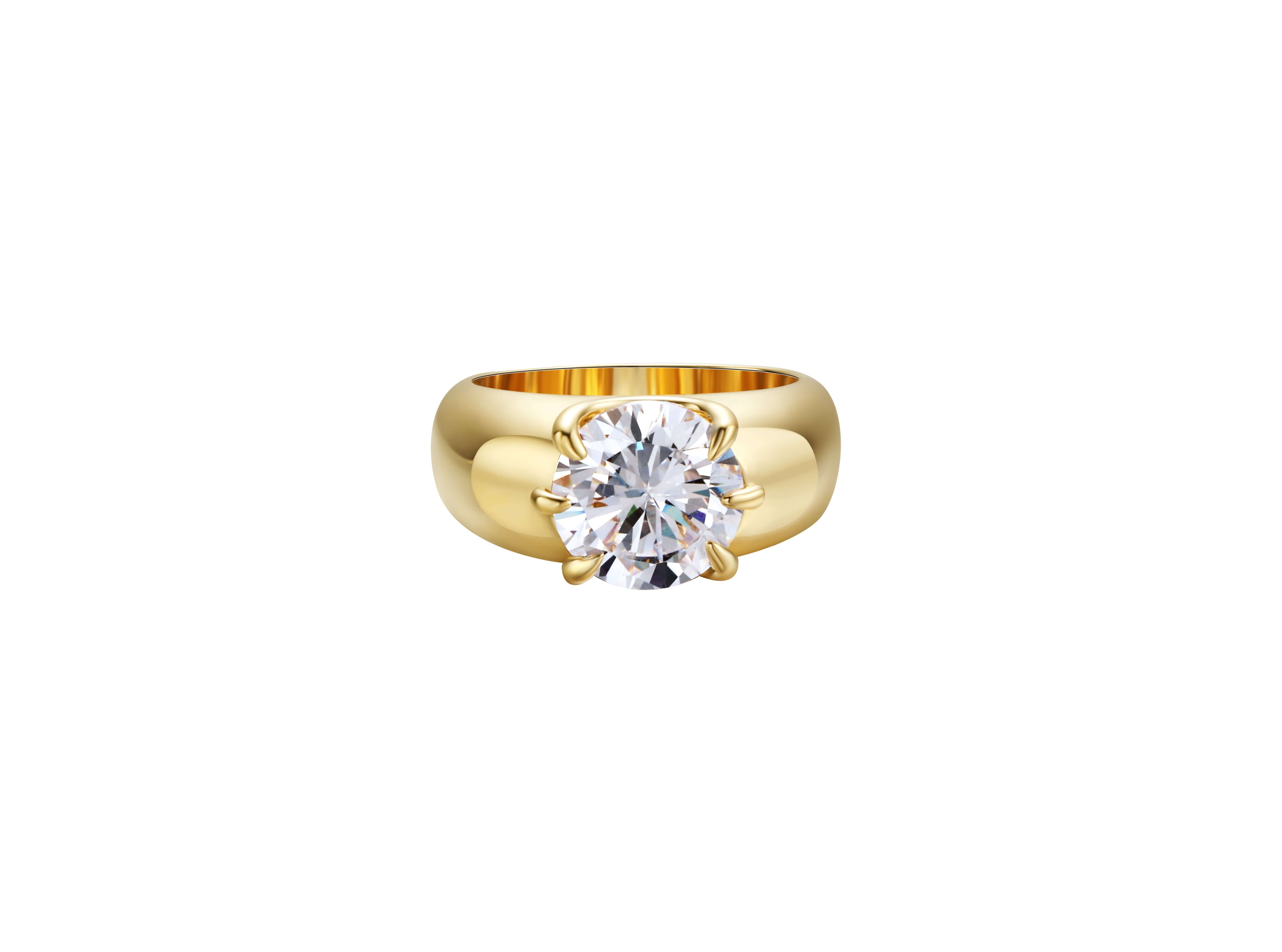 Major Cheat Code Gold Pinky Ring featuring a cubic zirconia stone and a sleek brass band with gold plating.