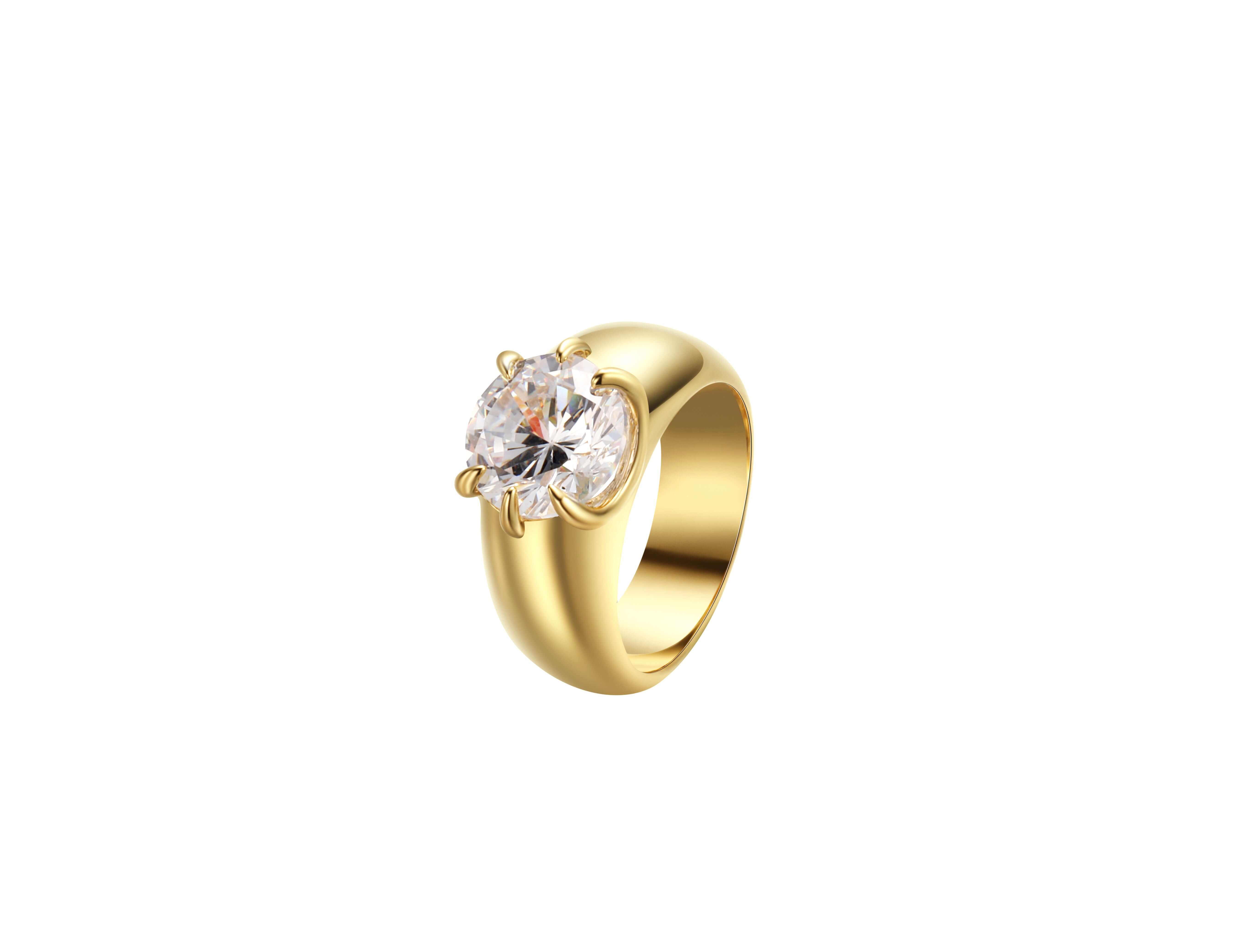 Major Cheat Code Gold Pinky Ring featuring a cubic zirconia and a sleek gold band.