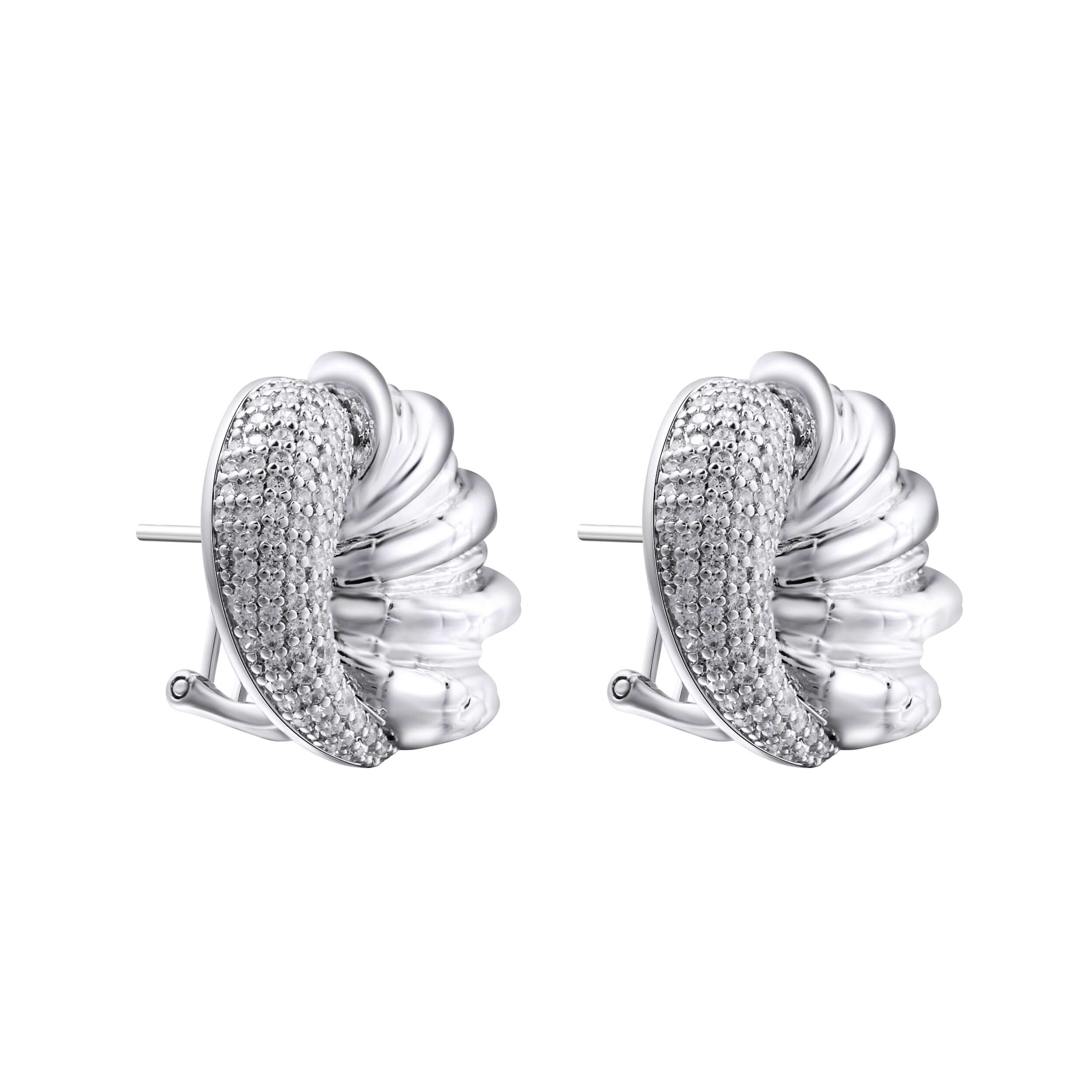 Go Off Sculpted Silver Pavé Earrings featuring rhodium plating and pavé stones for a bold yet refined look.