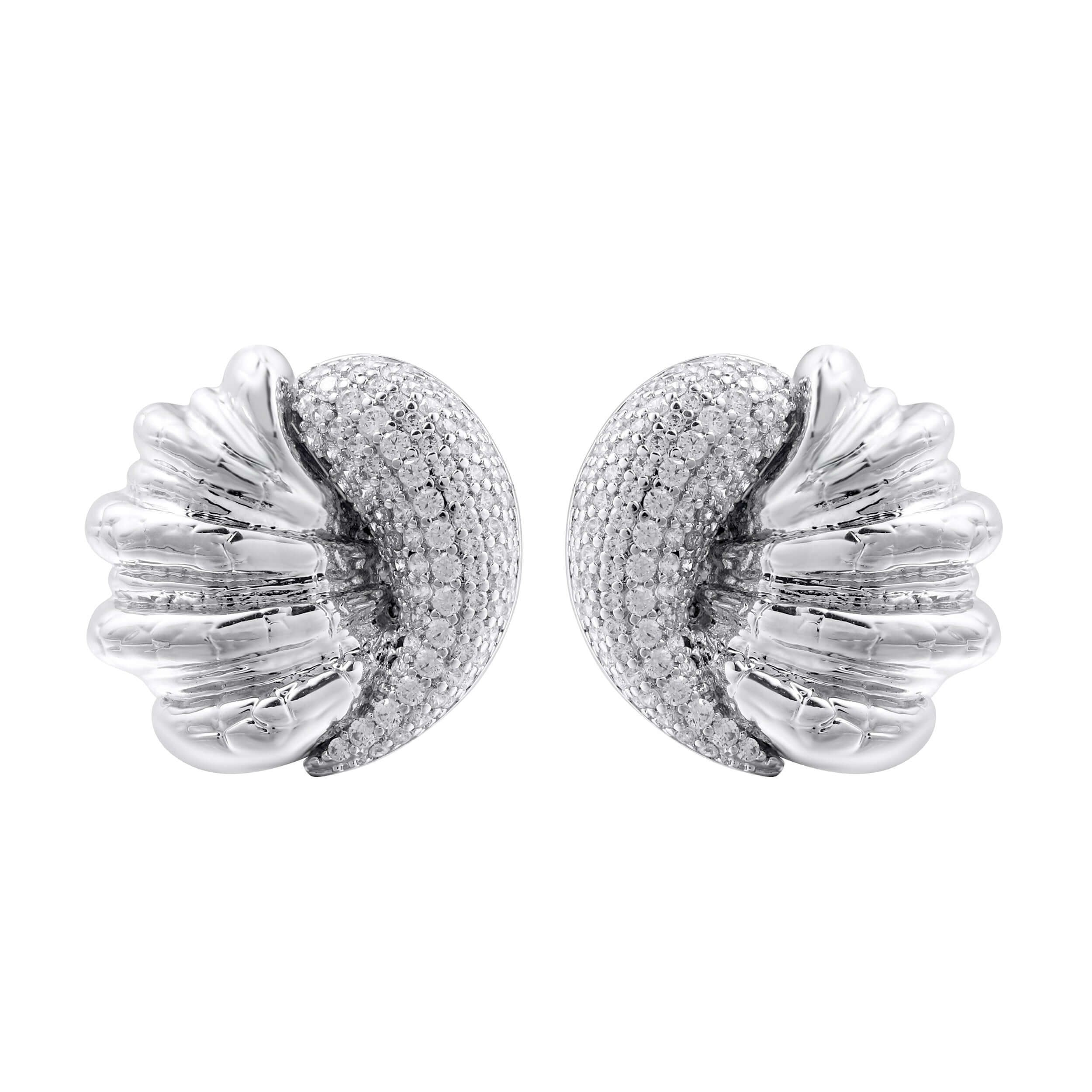 Go Off Sculpted Silver Pavé Earrings featuring bold textures and shimmering pavé stones in a sculptural design.