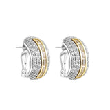 Flex Two Tone Pavé Huggie Earrings With Baguette Accent Stones showcasing sparkling stones and elegant design.