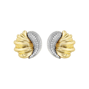 Go Off Sculpted Two-Tone Pavé Earrings featuring gold and rhodium accents with shimmering pavé stones.