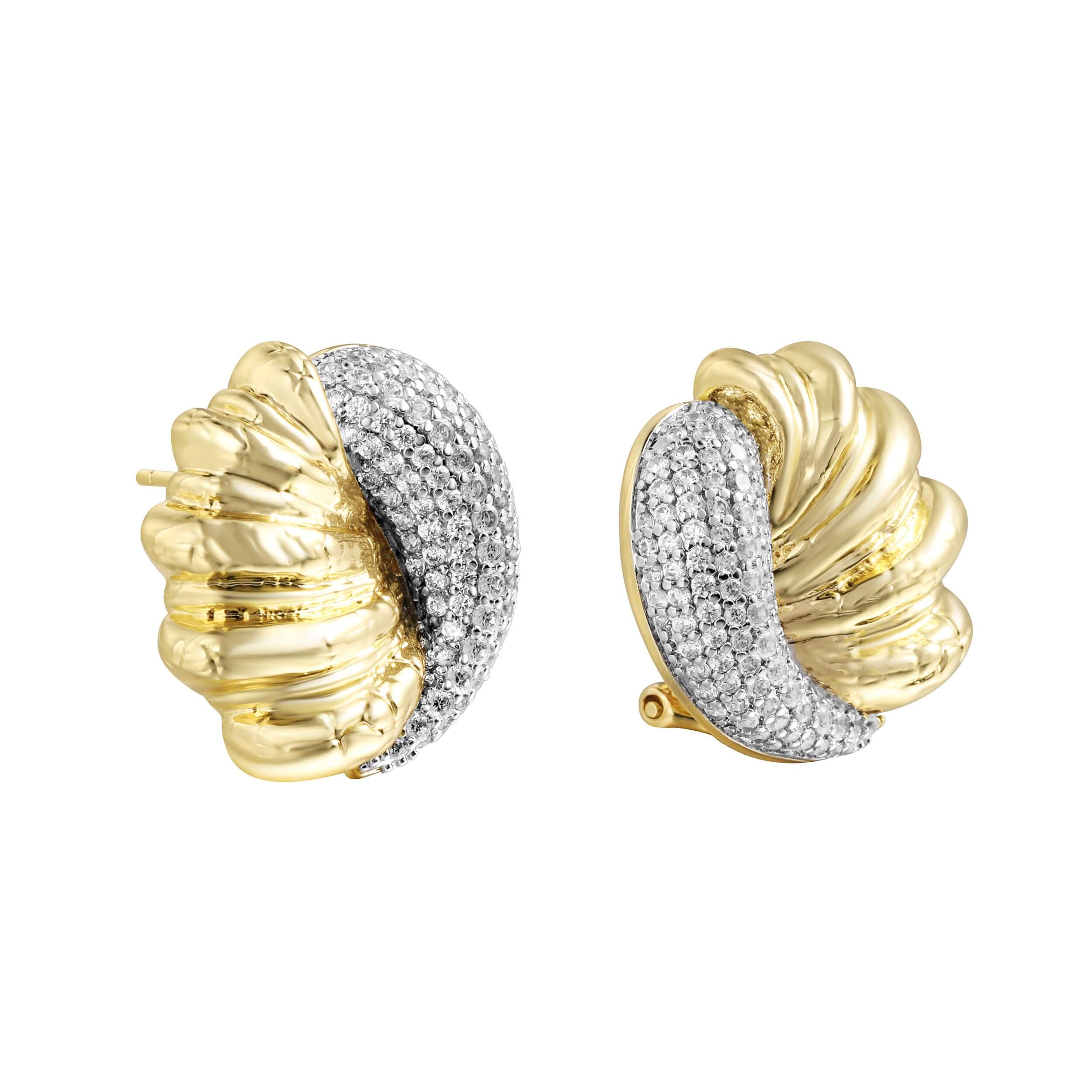 Go Off Sculpted Two-Tone Pavé Earrings showcasing bold texture and sparkling pavé stones.