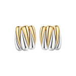 Wild Thing Two-Tone Zig-Zag Earrings featuring ribbed gold and silver design for a modern look.