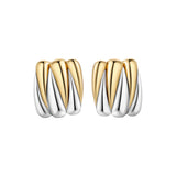 Wild Thing Two-Tone Zig-Zag Earrings featuring ribbed gold and silver design for a modern look.