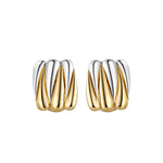 Wild Thing Two-Tone Zig-Zag Earrings featuring a modern design with gold and silver tones, perfect for any occasion.