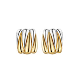 Wild Thing Two-Tone Zig-Zag Earrings featuring a modern design with gold and silver tones, perfect for any occasion.