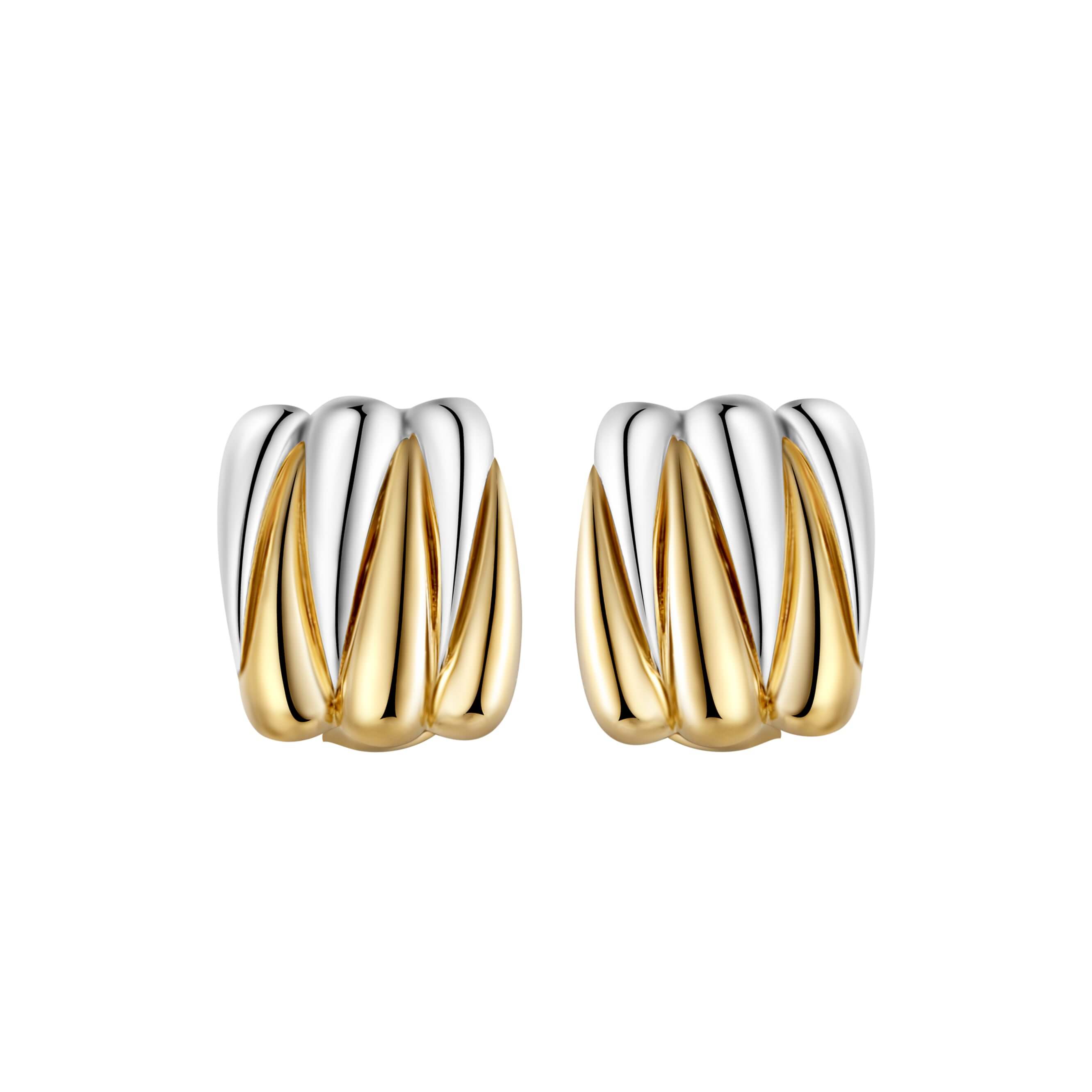 Wild Thing Two-Tone Zig-Zag Earrings featuring a modern design with gold and silver tones, perfect for any occasion.