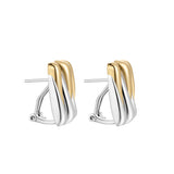 Wild Thing Two-Tone Zig-Zag Earrings with gold and silver tones showcasing a modern design.