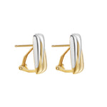 Wild Thing Two-Tone Zig-Zag Earrings featuring a modern ribbed design in gold and silver.