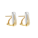 Wild Thing Two-Tone Zig-Zag Earrings featuring a modern ribbed design in gold and silver.