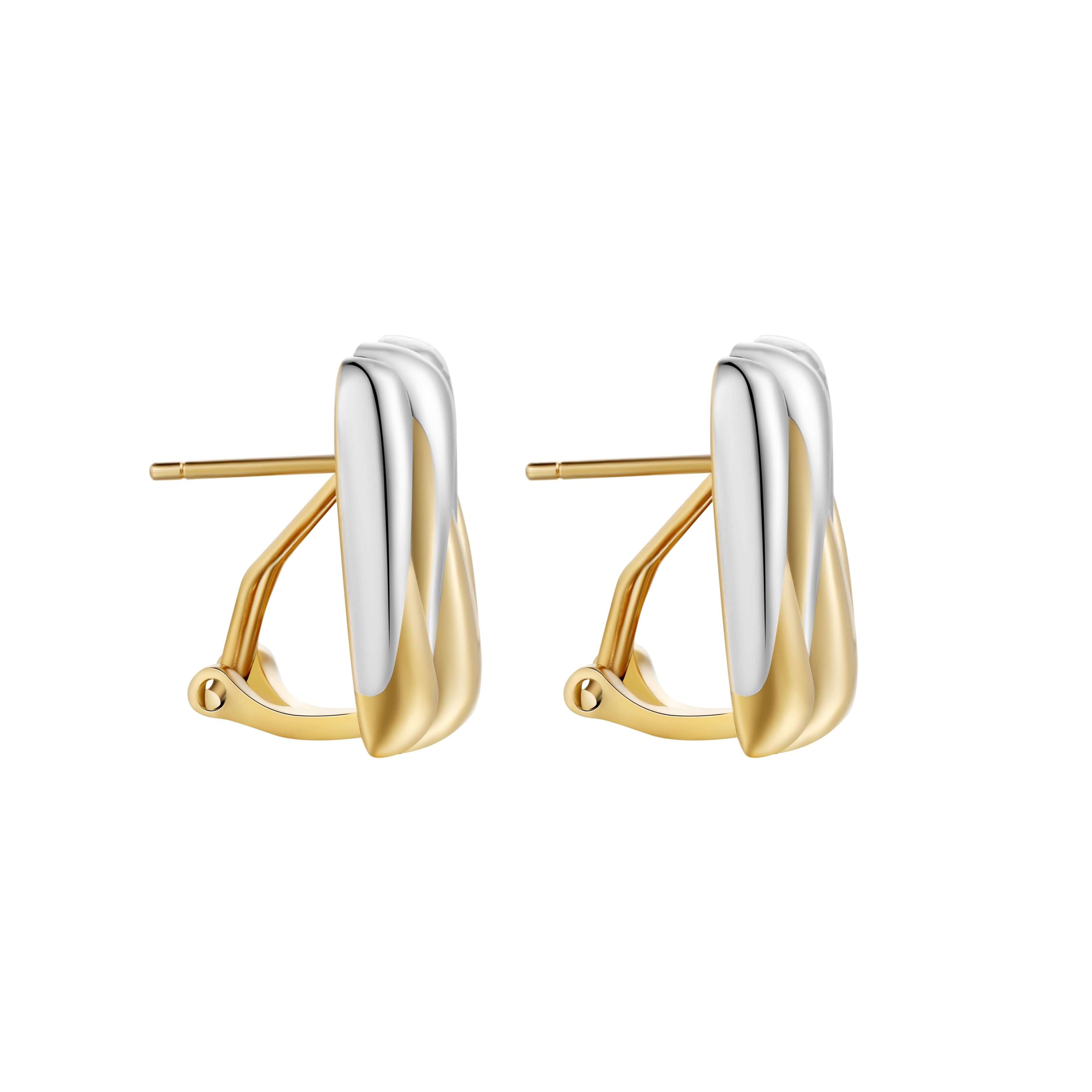Wild Thing Two-Tone Zig-Zag Earrings featuring a modern ribbed design in gold and silver.
