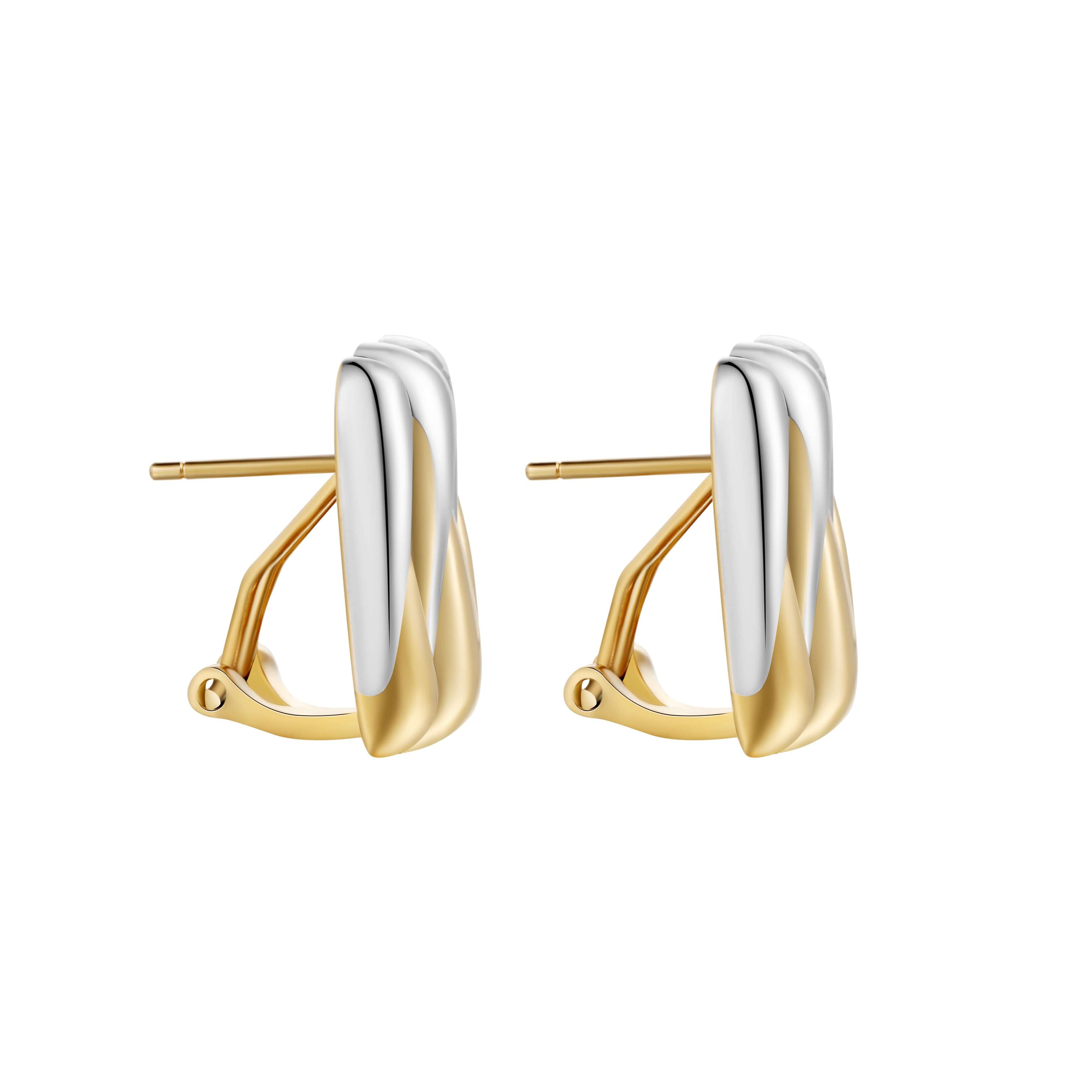 Wild Thing Two-Tone Zig-Zag Earrings featuring a modern ribbed design in gold and silver.