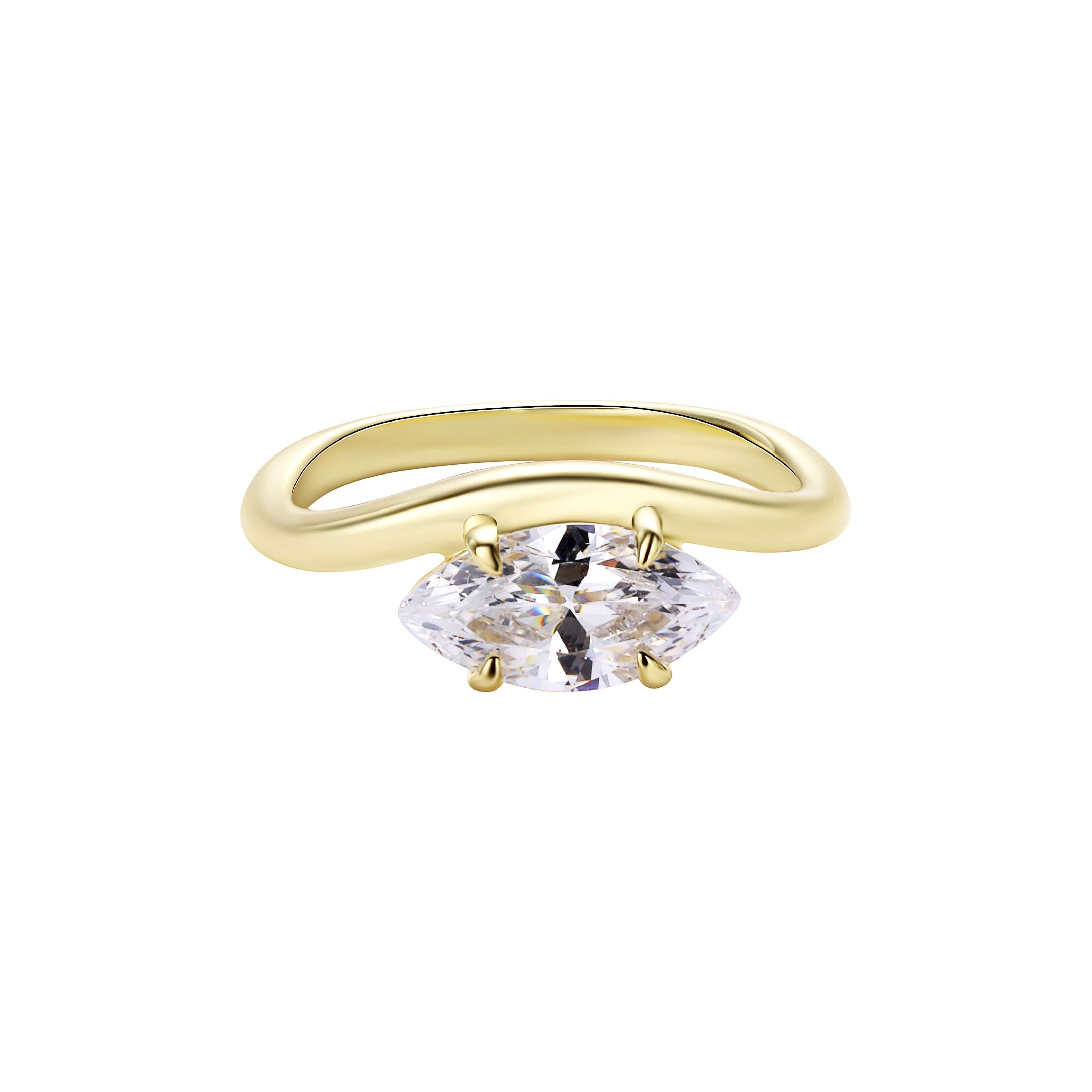 You’re My Favourite Marquise Pinky Ring featuring a marquise-cut cubic zirconia in a sleek gold-plated band.