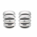 The Best Silver Hoop Earrings in a sculptural design, crafted with durable brass and luxurious rhodium plating.