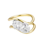 Image of the Your Level Of Audacity Ring featuring a modern design with two round-cut cubic zirconia stones.